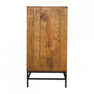 Bar en bois de pin recyclé métal noir L140cm - INDUS