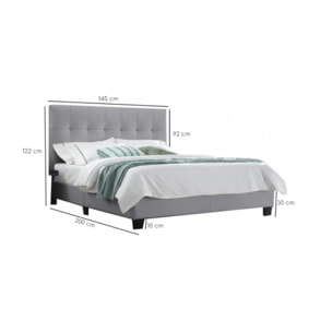 Lit double design capitonné 140 x 190 - BIANCA