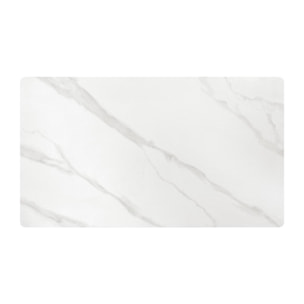 Tavolo ALERIA in ceramica, effetto marmo bianco e gambe in metallo verniciato nero, fisso 140x80x76 cm