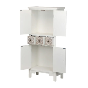 Cabinet Madera Tallada Blanco-beige 60x30x130 Cm