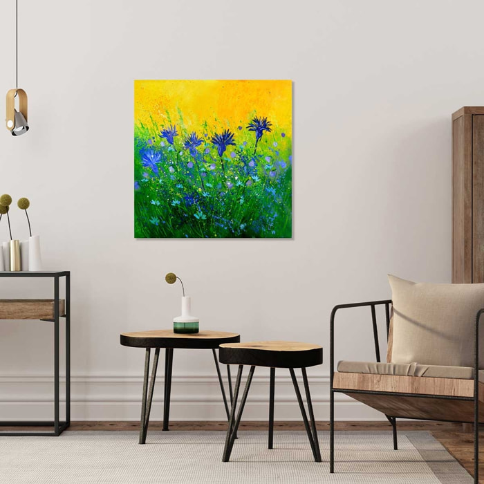 Tableau bouquet de fleurs bleues Toile imprimée