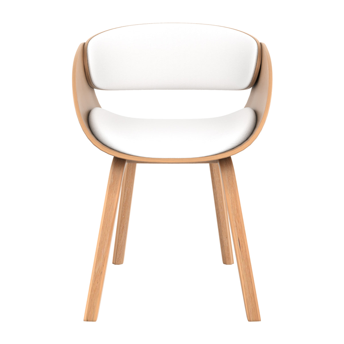 Chaise en bois clair et PU blanc - Adelmar