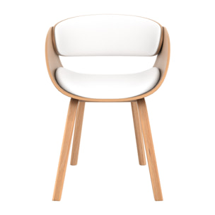 Chaise en bois clair et PU blanc - Adelmar