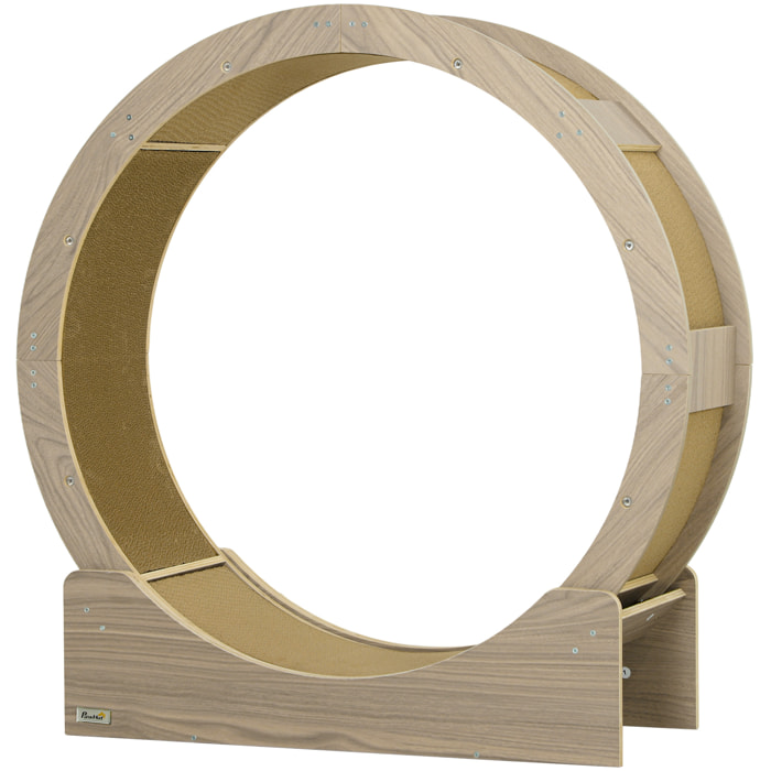 Roue d'exercice pour chat - frein, grattoirs - dim. 91L x 33,5P x 94H cm - aspect bois brun