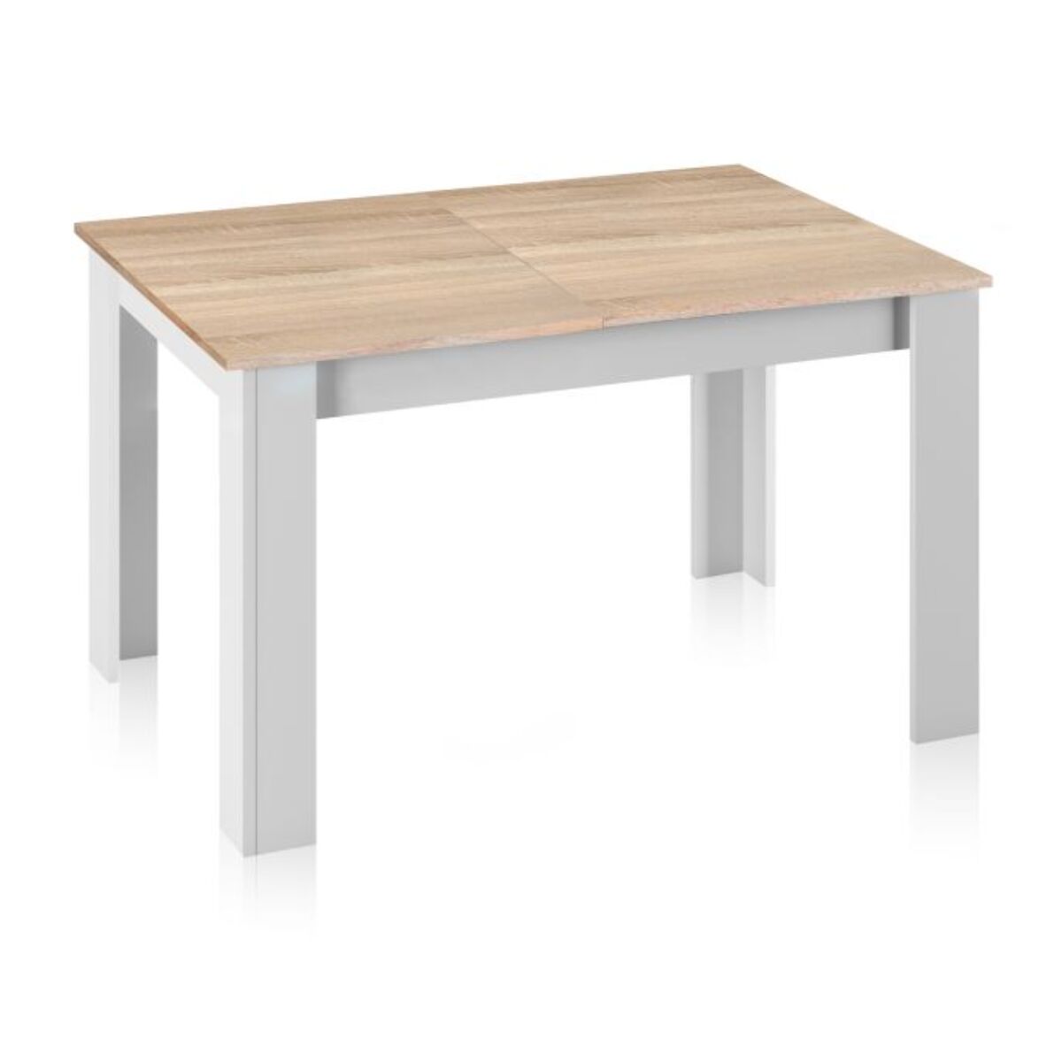 Mesa de comedor extensible Danna Blanco Artik (Blanco Mate) - Roble Canadian