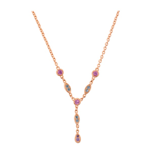 Collana a Cravatta con Elementi Tondi e a Marquise e Cubic Zirconia Colorate