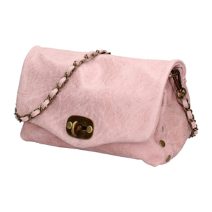 Borsa a tracolla da donna Made in Italy - Modello Floralia Lux - Pelle scamosciata - 25.0 x 15.0 x 11.0 cm