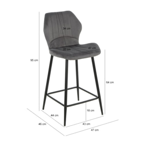 Chaise haute en velours capitonné avec dossier - 3 coloris - VICTOR