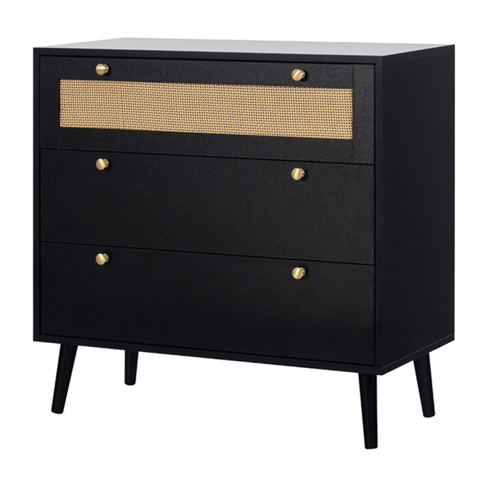 Goto - commode - noir et cannage - 80 cm - Noir