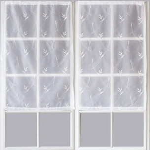 Paire de Petits voilages Motif 'Floral' - Blanc