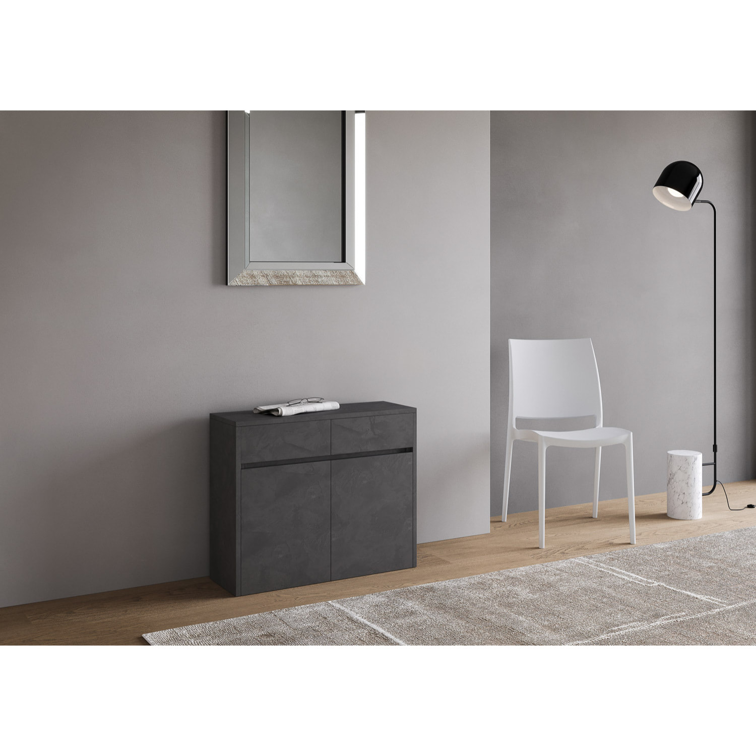 Panche inferiore e superiore allungabili 26x72/300 cm Evolve Antracite Spatolato allunghe interne