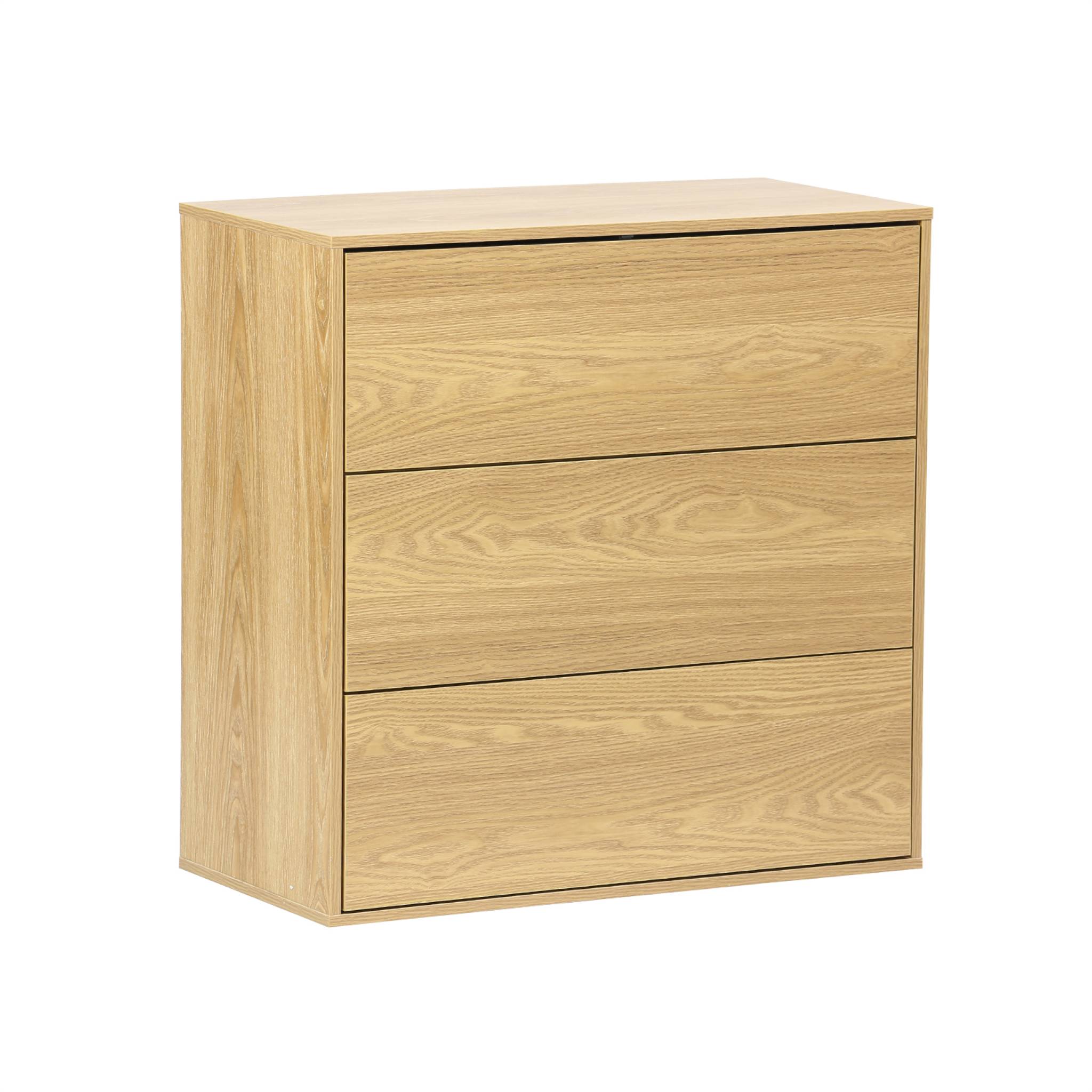 Commode. module de rangement décor bois chêne 3 tiroirs - Kompo