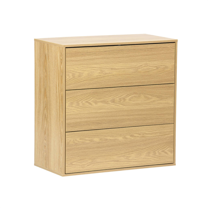Commode. module de rangement décor bois chêne 3 tiroirs - Kompo