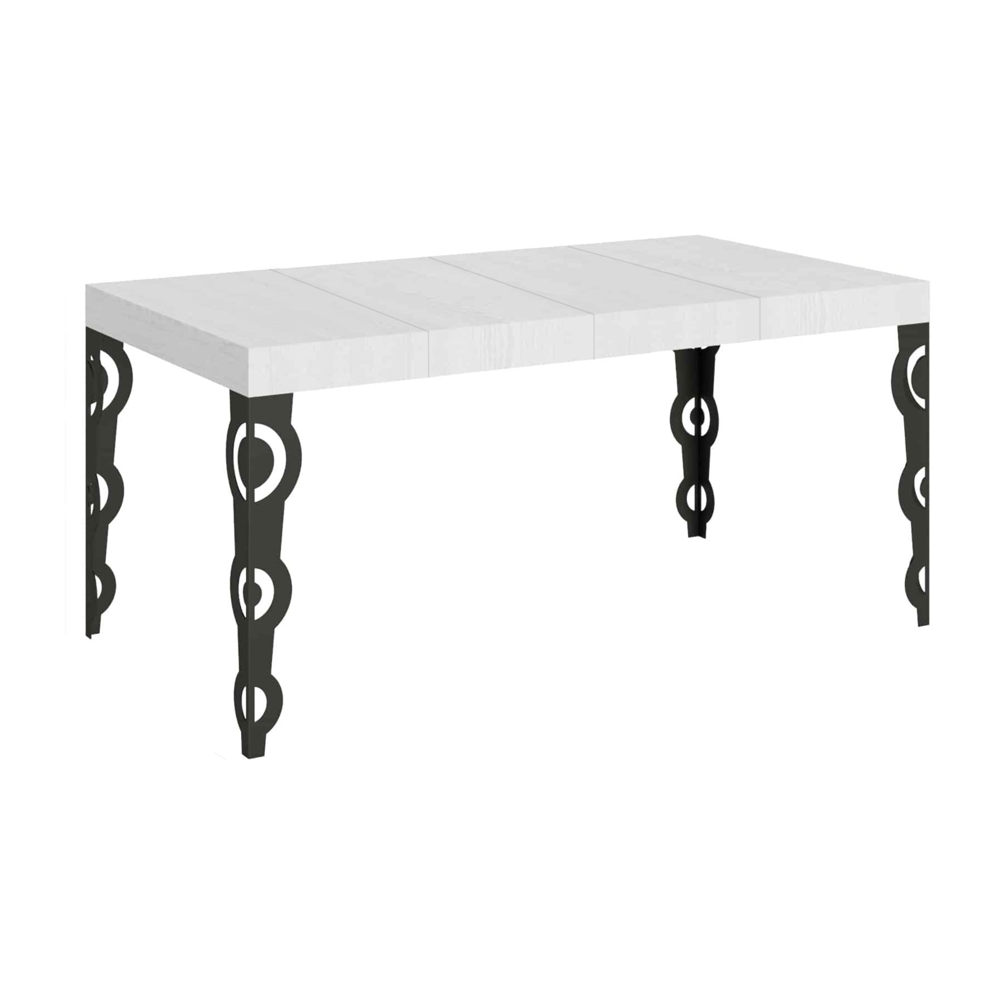 Table extensible 90x140/244 cm Karamay Premium Frêne Blanc cadre Anthracite