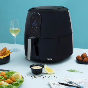 H.KOENIG Freidora de Aire sin Aceite FRY820, Capacidad 5.5L, 7 Programas de Cocción, Temperatura Ajustable de 80°C a 200°C, Pantalla Táctil, Cesta Extraíble, Apta para Lavavajillas, 1800 W