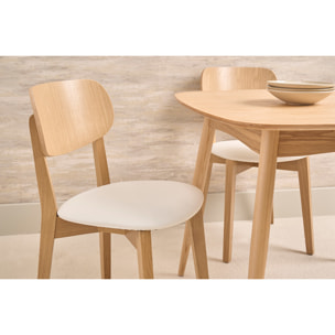 Chaises vintage en bois clair chêne et blanc (lot de 2) LUCIA