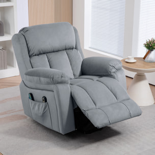 Sillón Relax Reclinable Eléctrico Levanta Personas, Sillón Elevador, con 8 Puntos de Masaje, Calefacción Lumbar, Control Remoto, Reposapiés, Tapizado en Cuero Sintético, Bolsillo Lateral, Gris