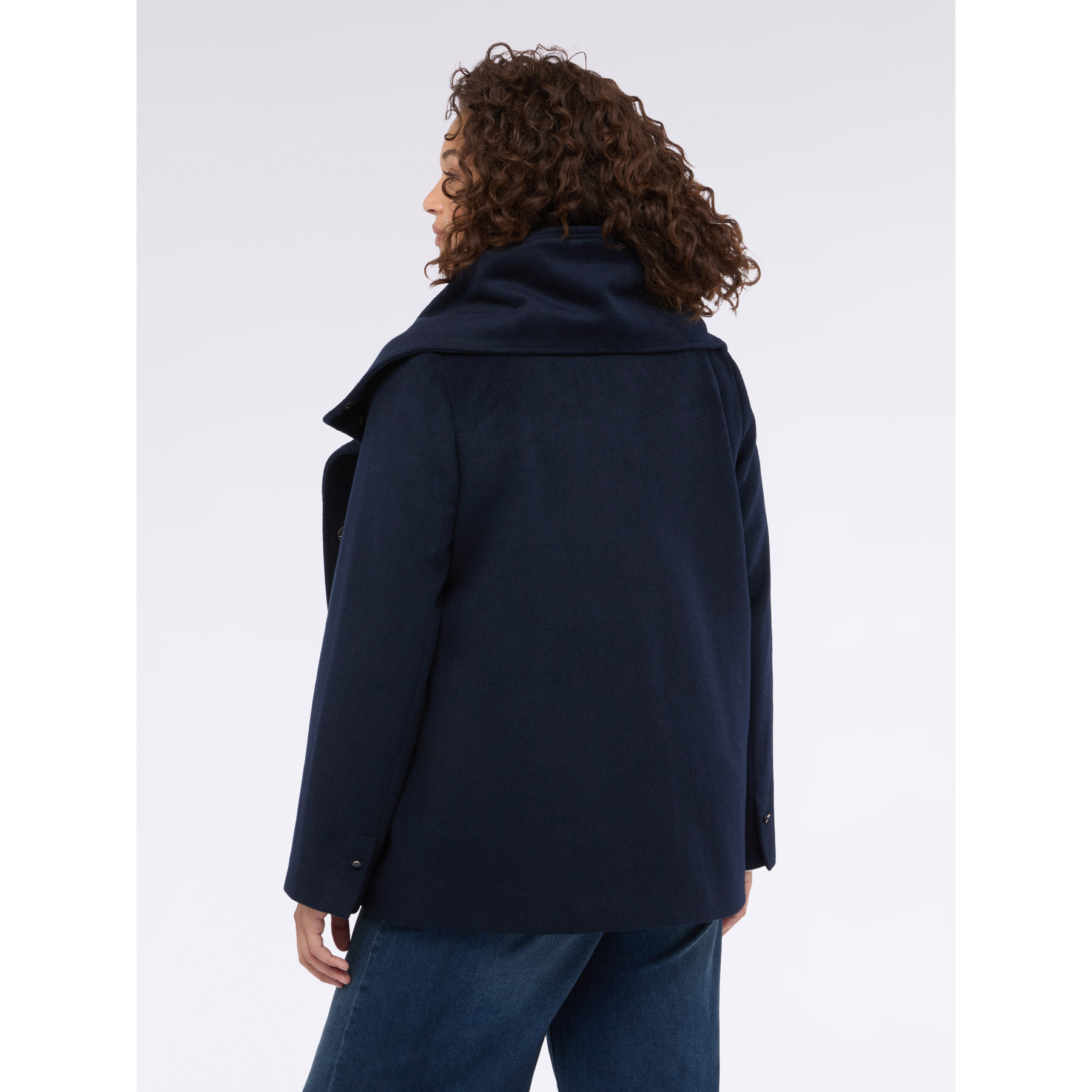 Fiorella Rubino - Giacca in misto lana con cappuccio - Blu