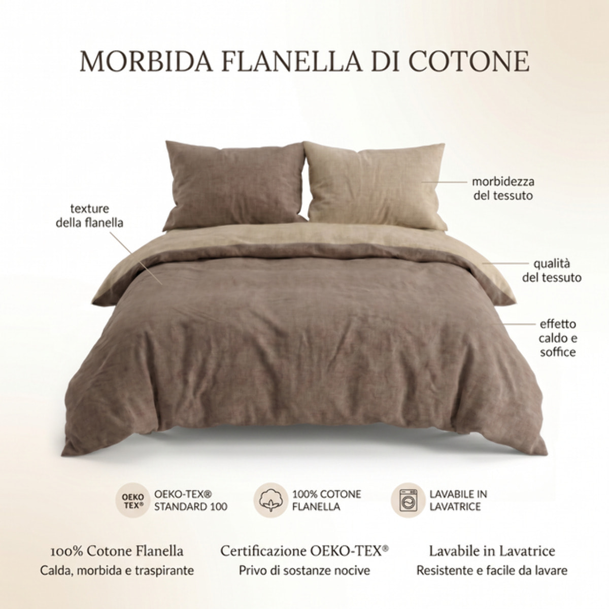 Parure copripiumino in flanella di cotone caldo e morbido, set sacco copripiumino con federa double face, tessuto tinto filo traspirante e resistente, ideale per inverno, comfort avvolgente, facile da lavare e durevole