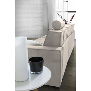 Divano letto con penisola Afar, Sofà con apertura girevole, Penisola contenitore Destra, Braccioli slim, 100% Made in Italy, Cm 260x95h90, Tortora