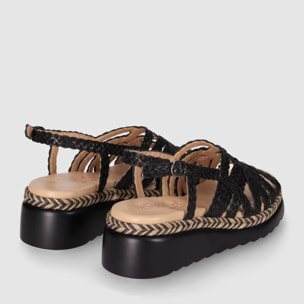 Sandalias de Piel - Negro - Tacón: 5 cm