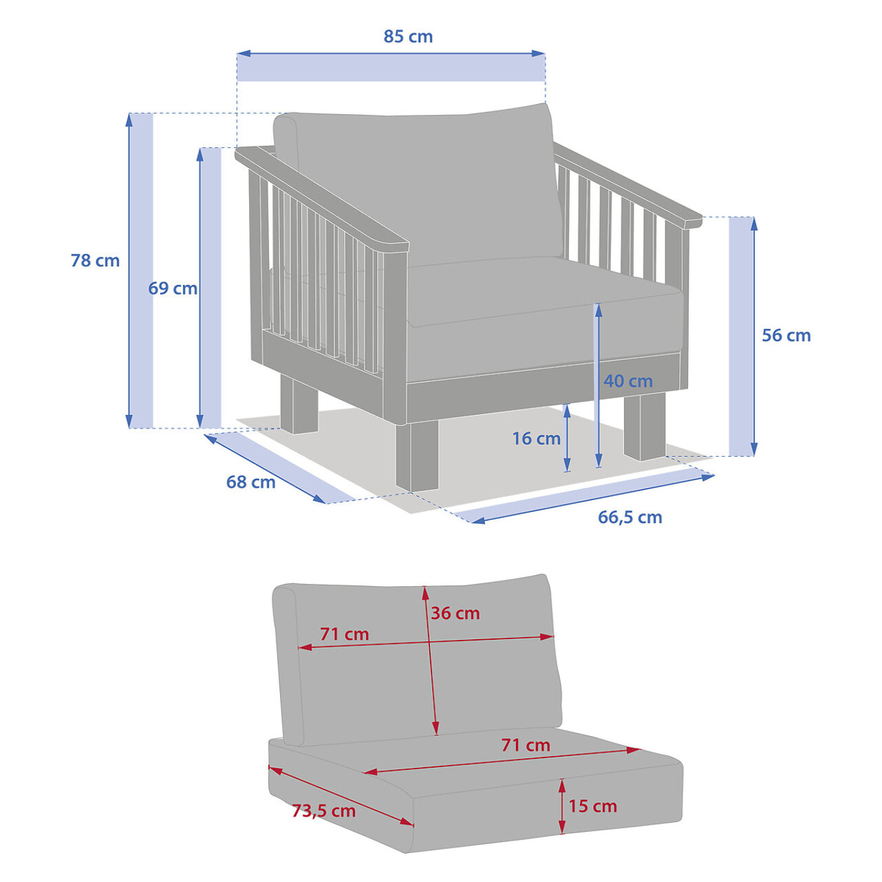 Fauteuil de salon de jardin "Xenia" acacia