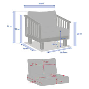 Fauteuil de salon de jardin "Xenia" acacia