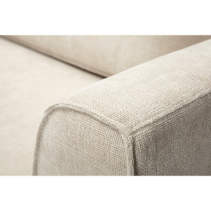 Canapé d'angle gauche design en tissu effet velours texturé beige 3 places GRAMMY