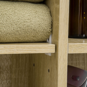 Armario de Baño con Espejo Armario de Pared con 1 Puerta Estante Ajustable Toallero y Compartimento Mueble de Baño Colgante para Salón 60x15x70 cm Roble