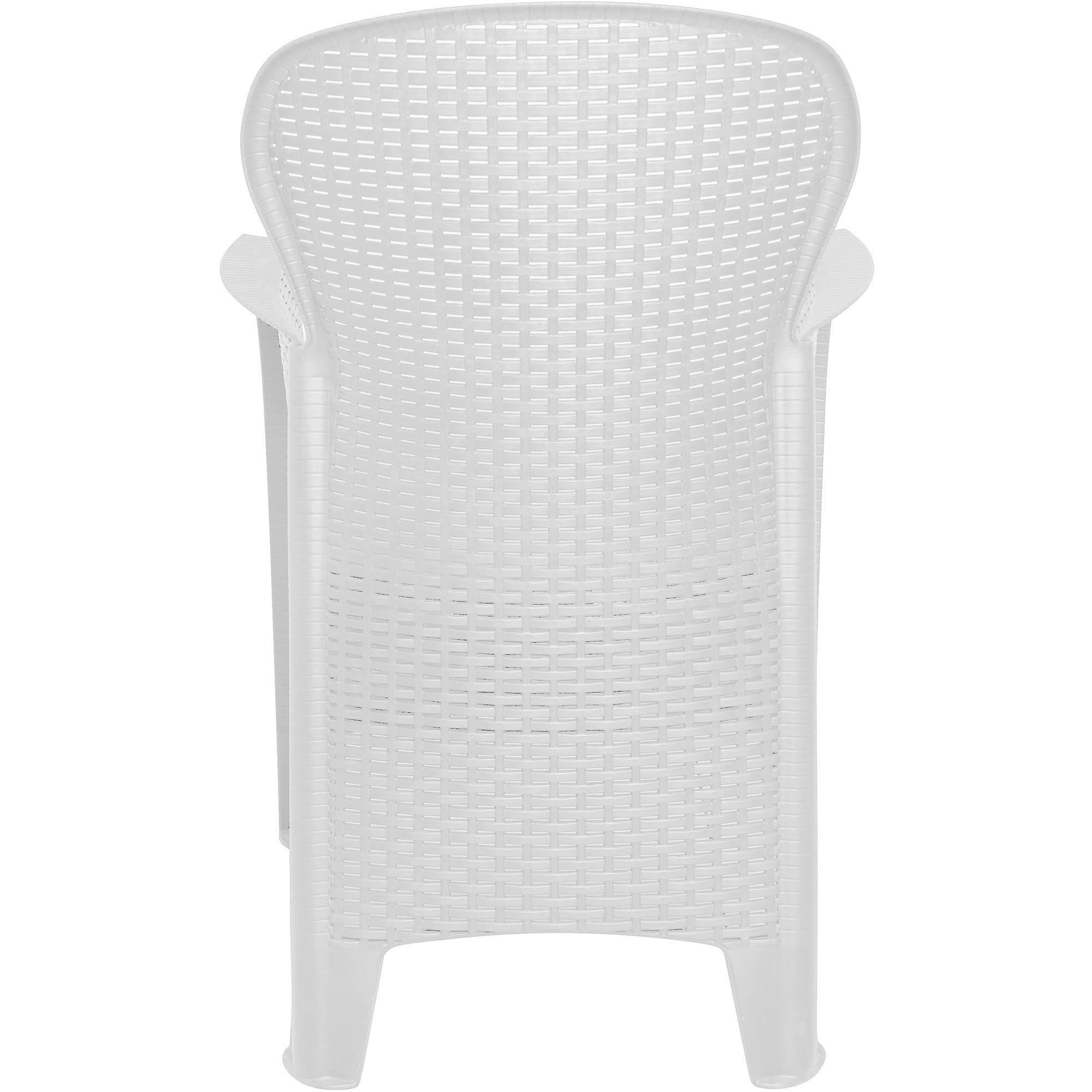 Sedia da esterno Como, Seduta da giardino, Poltrona outdoor effetto rattan, 100 % Made in Italy, Cm 60x58h89, Bianco