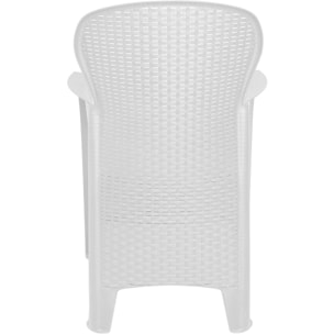 Sedia da esterno Como, Seduta da giardino, Poltrona outdoor effetto rattan, 100 % Made in Italy, Cm 60x58h89, Bianco