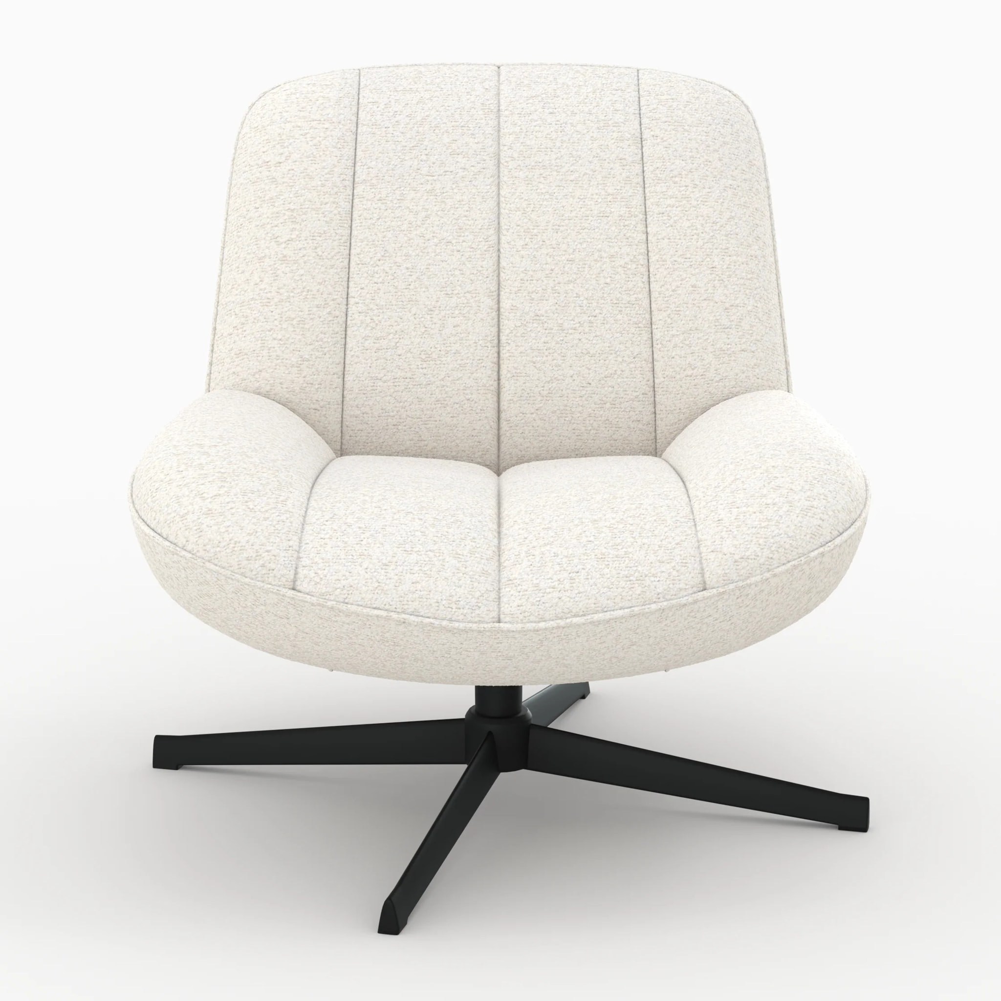 Fauteuil pivotant en tissu bouclé blanc cassé - Elvis