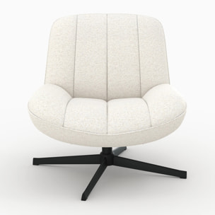 Fauteuil pivotant en tissu bouclé blanc cassé - Elvis