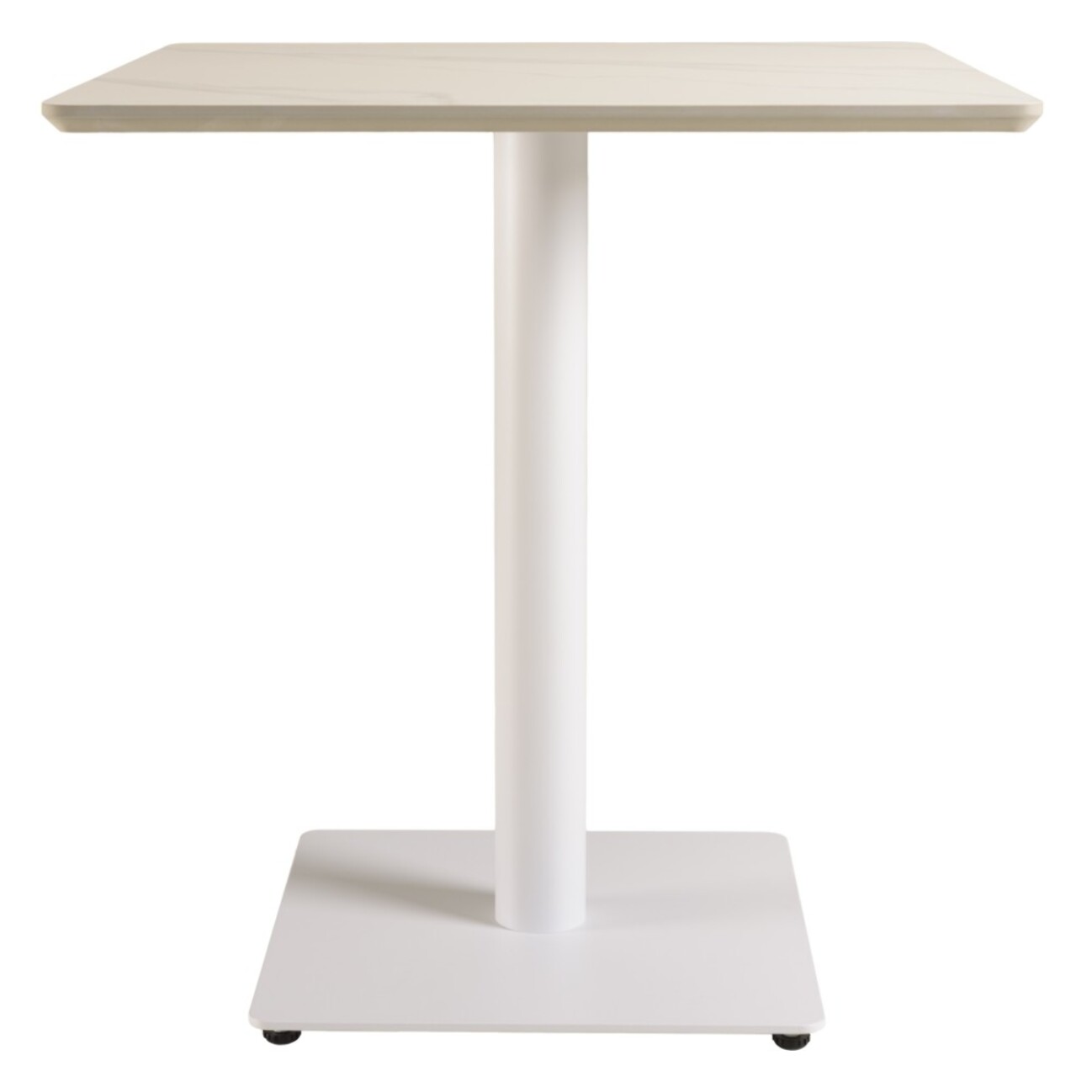ICARE - Ensemble n°3: table bistrot 70x70cm en céramique marbré blanc