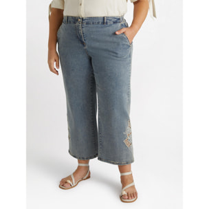 Fiorella Rubino - Vaqueros cropped con macramé en el bajo - Light - blue