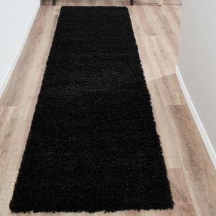 Uni - tapis de salon en laine artificielle noir