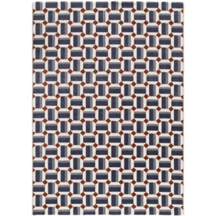 AMARA Alfombra geométrica con relieve azul, varias medidas disponibles.