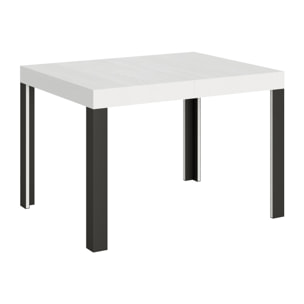 Table extensible 80x120/204 cm Linea Frêne Blanc cadre Anthracite