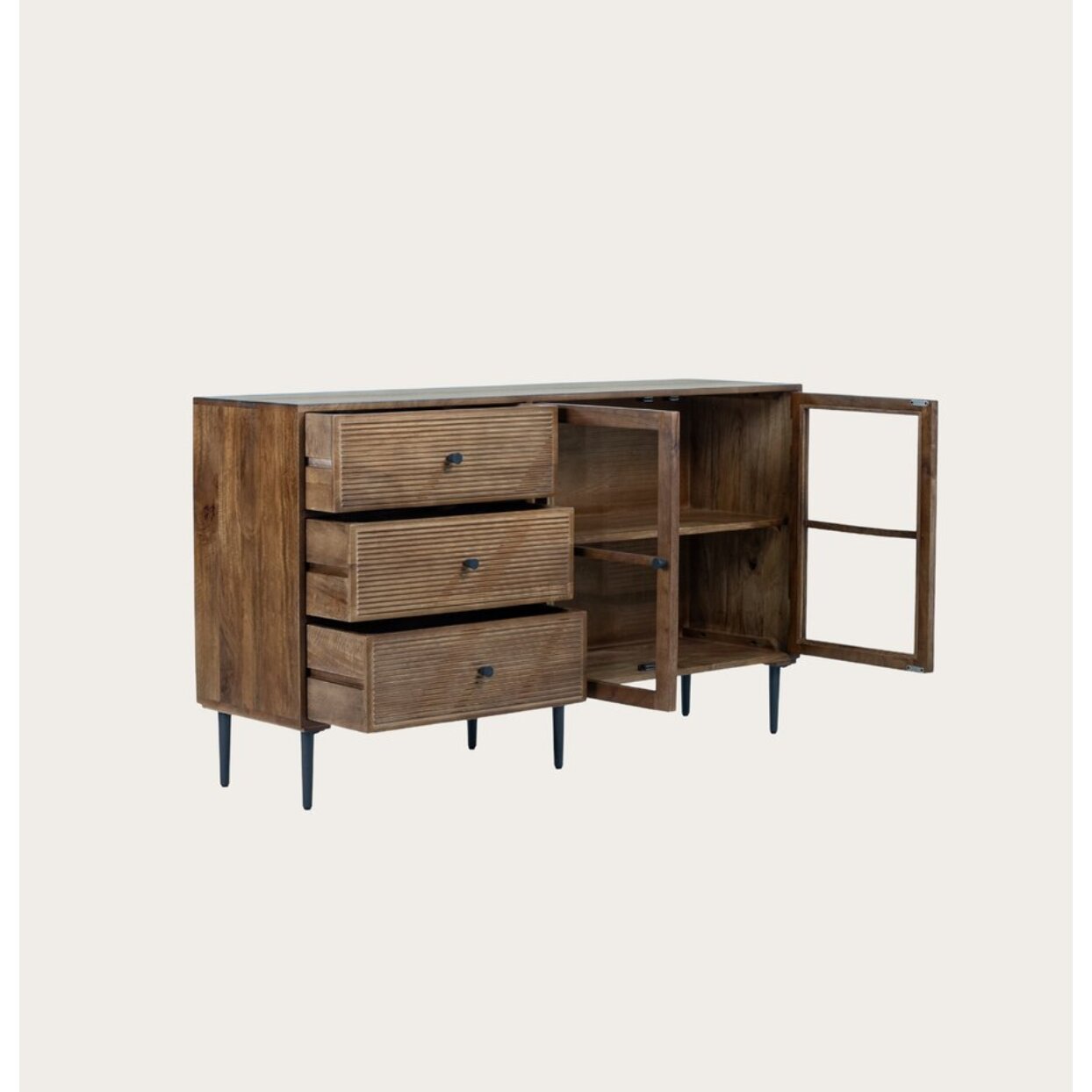 Buffet Boreal -bois massif de manguier-couleur noyer 150 x 85 x 40 cm