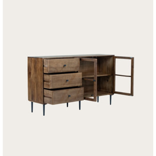 Buffet Boreal -bois massif de manguier-couleur noyer 150 x 85 x 40 cm