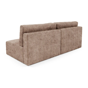 ELIOR - Canapé 3 places convertible en velours côtelé taupe