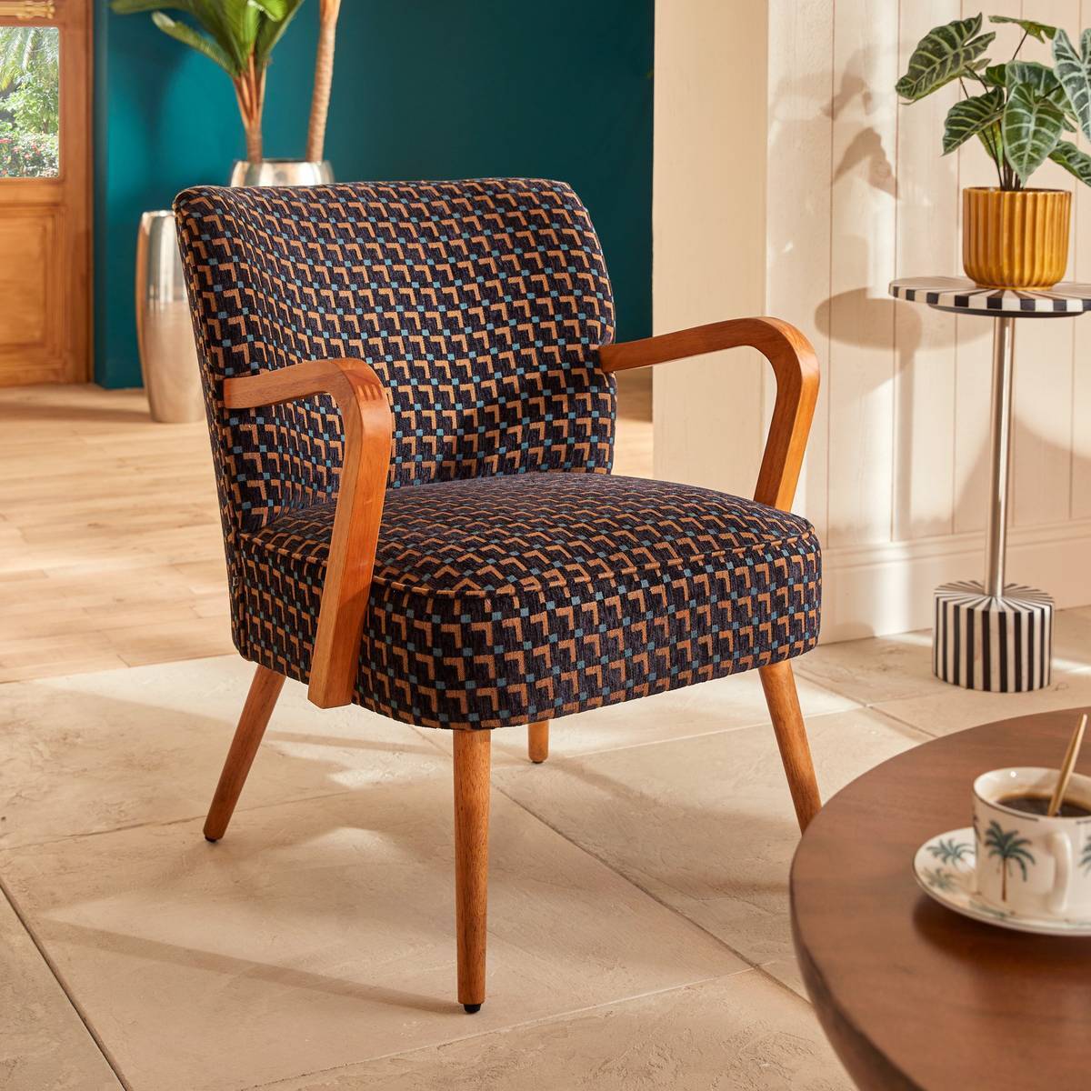 Fauteuil Chiara noir tissu chenille