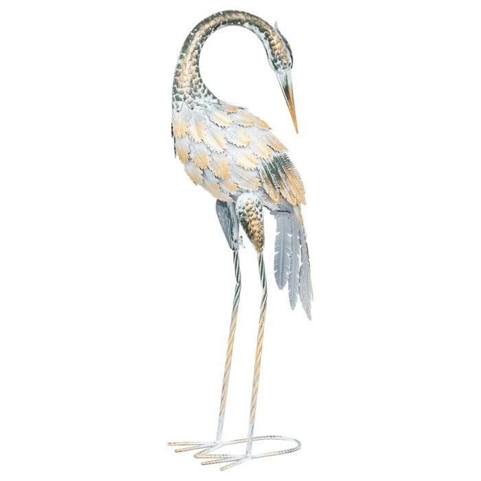 Héron déco Howard H.73cm métal multicolore