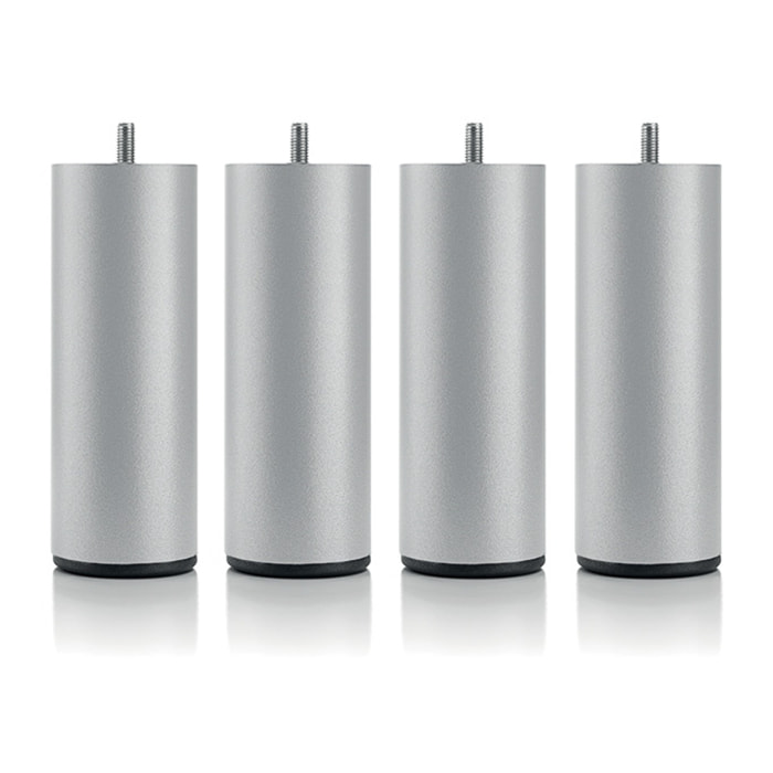 Pied de lit cylindrique gris (à l'unité) | Metal | Hauteur 16 cm