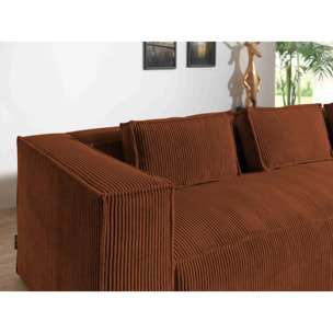 Stella - canapé d'angle droit en velours côtelé - 4 places -style contemporain - Terracotta