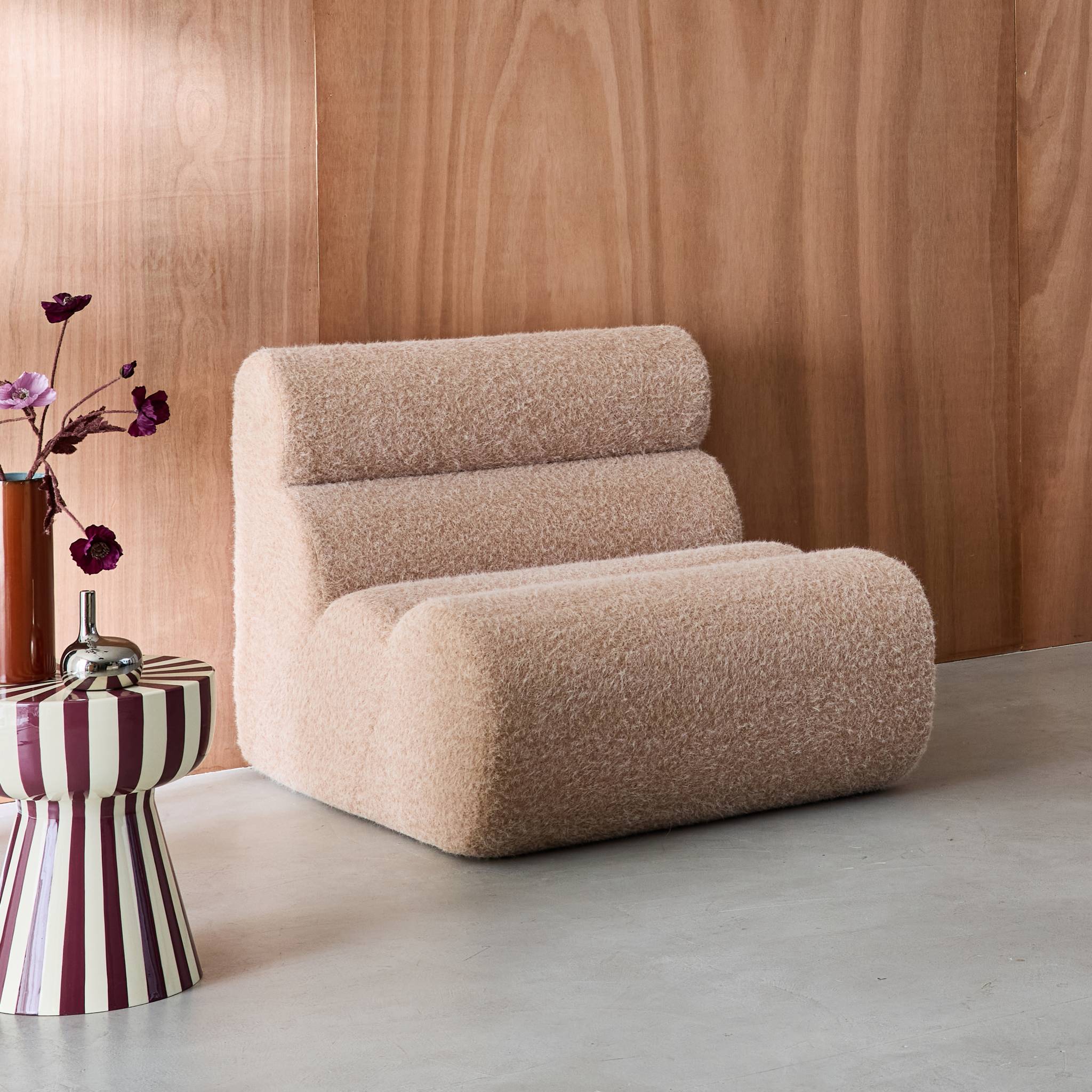 Chauffeuse tissu effet alpaca beige 1 place - L 81 x P 99 x H 75cm - Nova