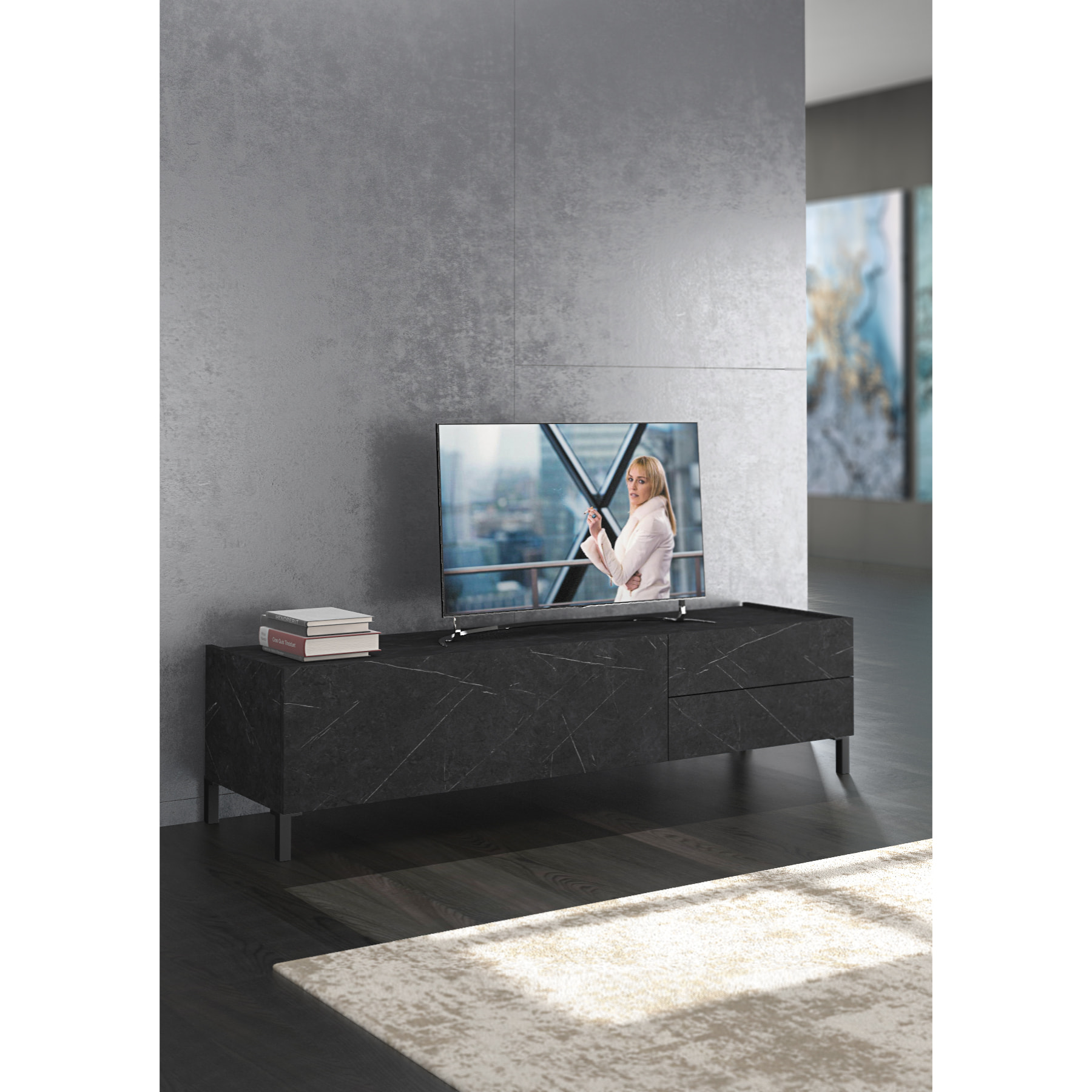 TOMASUCCI porta TV EDDY BLACK MARBLE Multicolore