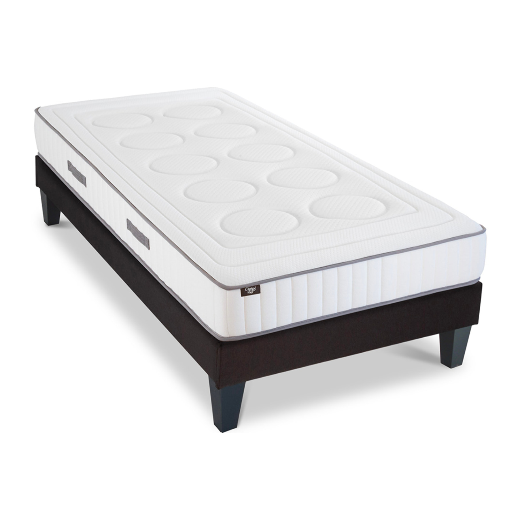 Ensemble Matelas Cristal & Sommier Kit15, 18 cm, Mémoire de Forme, Technologie Tri-Lattes, Soutien Ferme
