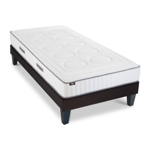 Ensemble Matelas Cristal & Sommier Kit15, 18 cm, Mémoire de Forme, Technologie Tri-Lattes, Soutien Ferme