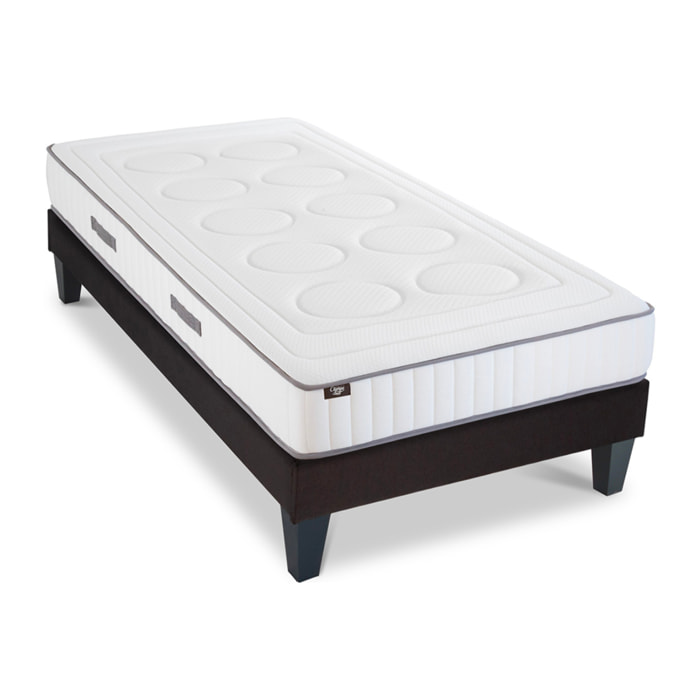Ensemble Matelas Cristal & Sommier Kit15, 18 cm, Mémoire de Forme, Technologie Tri-Lattes, Soutien Ferme